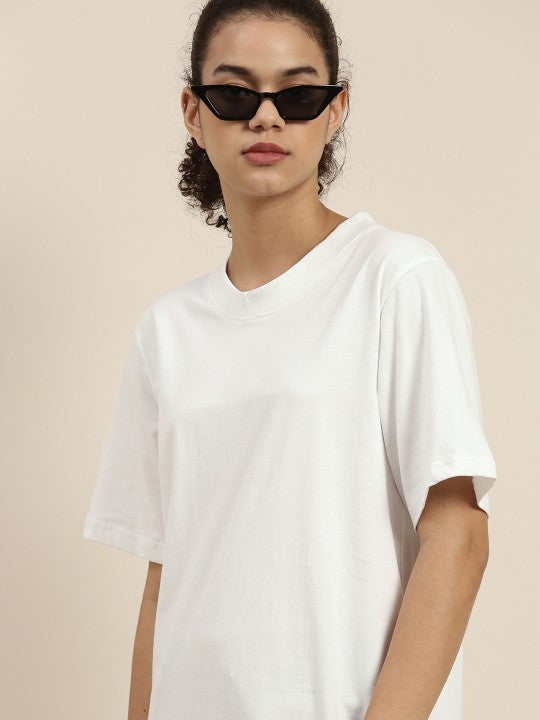 White Drop Shoulder Oversize T Shirt