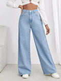 Icy Blue High Waisted Wide Leg