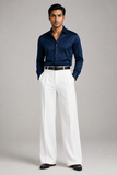 Mens Tailored Wide Leg Pants - Pure White