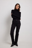 Premium Black Mid Waist Straight Jeans