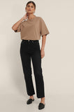 Straight High Waist Raw Hem Jeans