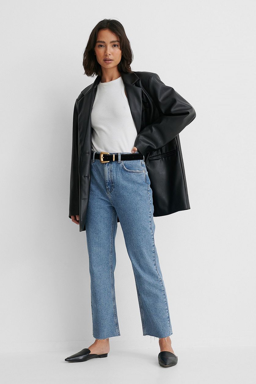 High Waist Straight Cropped Jeans