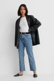 High Waist Straight Cropped Jeans