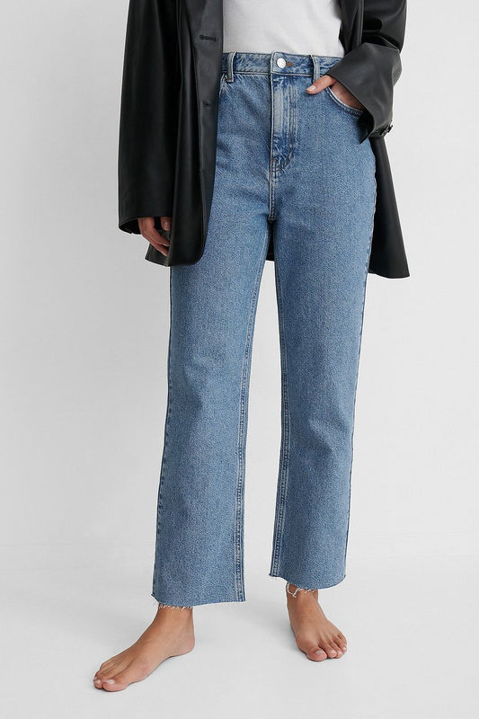 High Waist Straight Cropped Jeans
